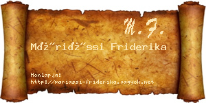 Máriássi Friderika névjegykártya